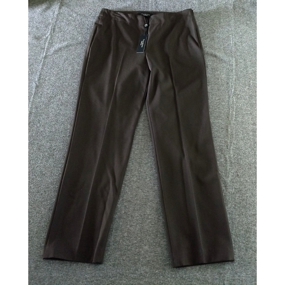 Talbots Heritage Pants Womens 8 Chocolate Brown Side Zipper Flat Front NWT